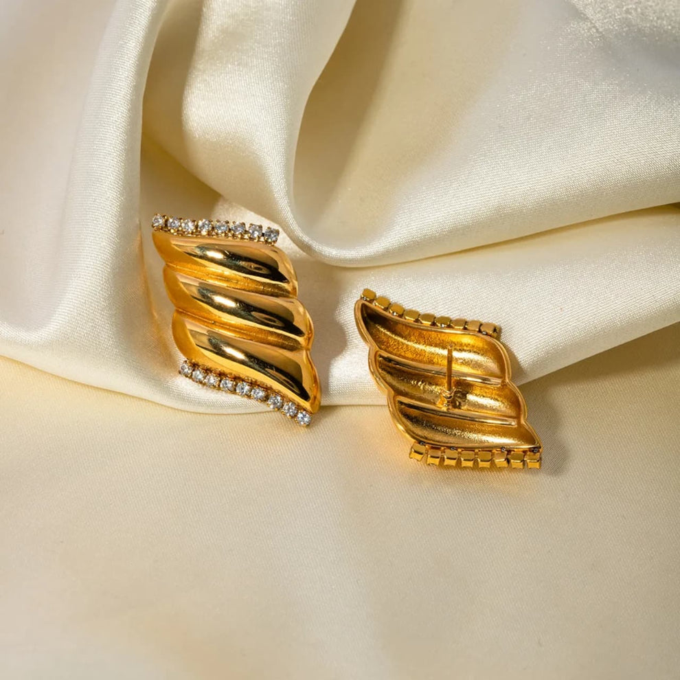 Leher Gold Wave Earrings