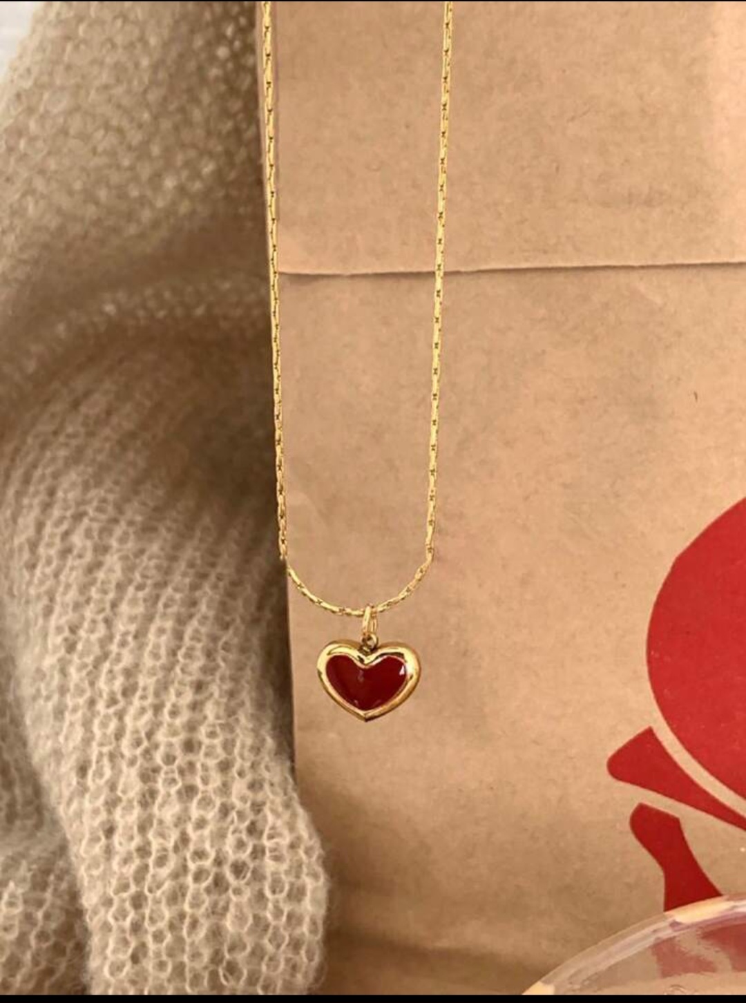 Dil-e-Rubī Necklace – Red Heart in Gold