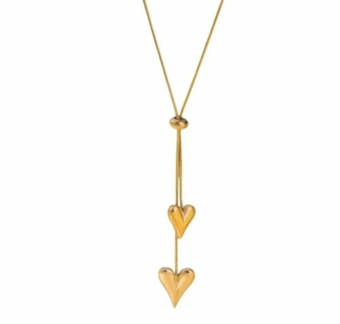 Duo Dil Necklace – Golden Hearts Entwined