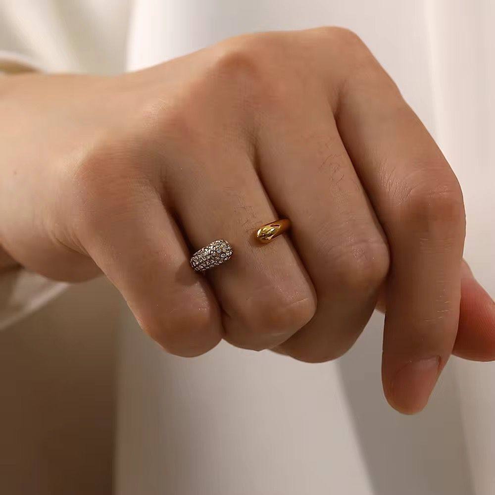 GlintArc Open Crystal Adjustable Ring