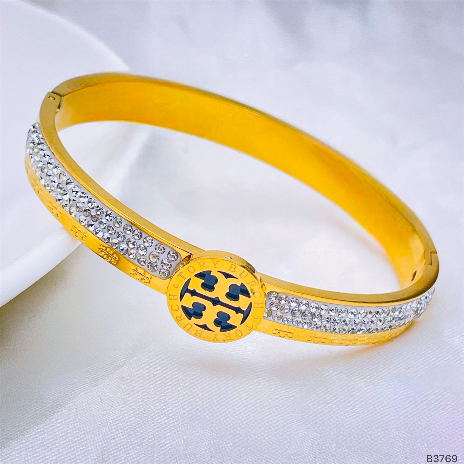Tory Charm Bangle – Crystal Emblem Elegance