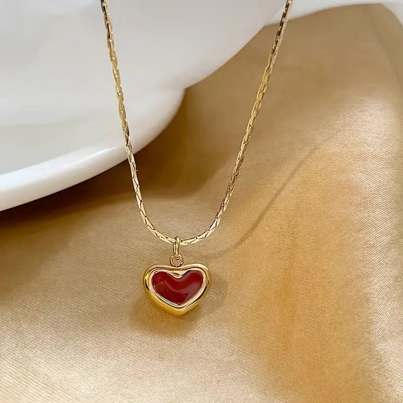 Dil-e-Rubī Necklace – Red Heart in Gold