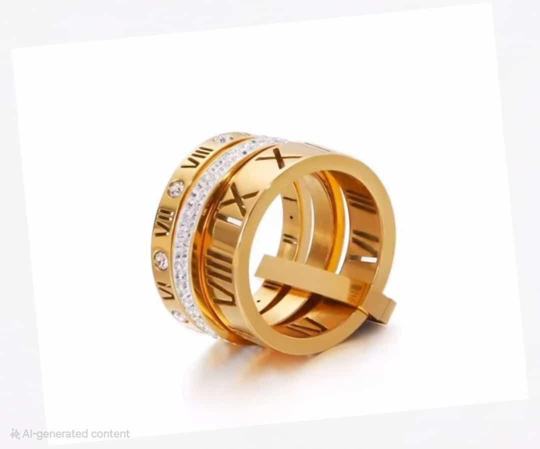 Triad Gleam – Layered Gold Ring