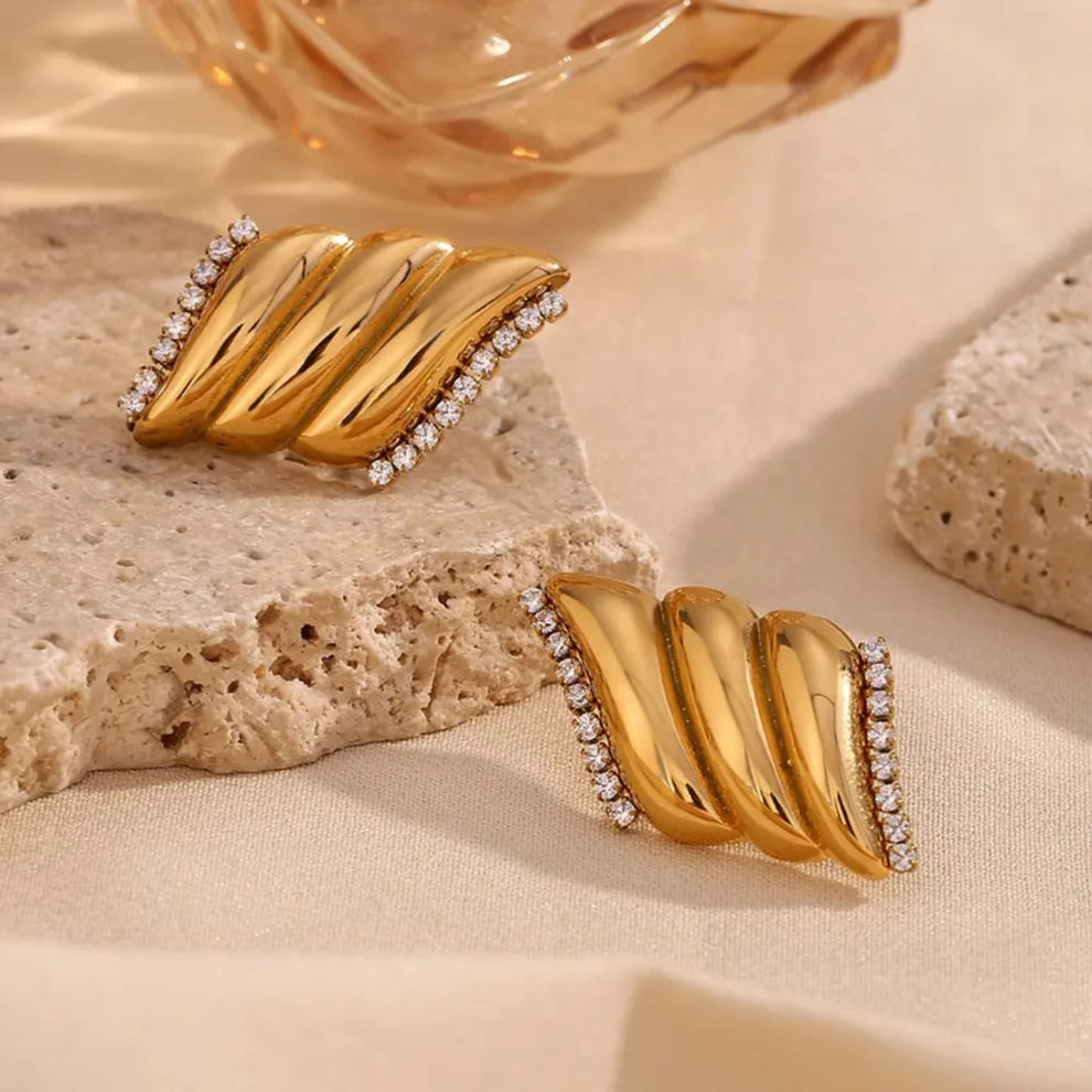 Leher Gold Wave Earrings
