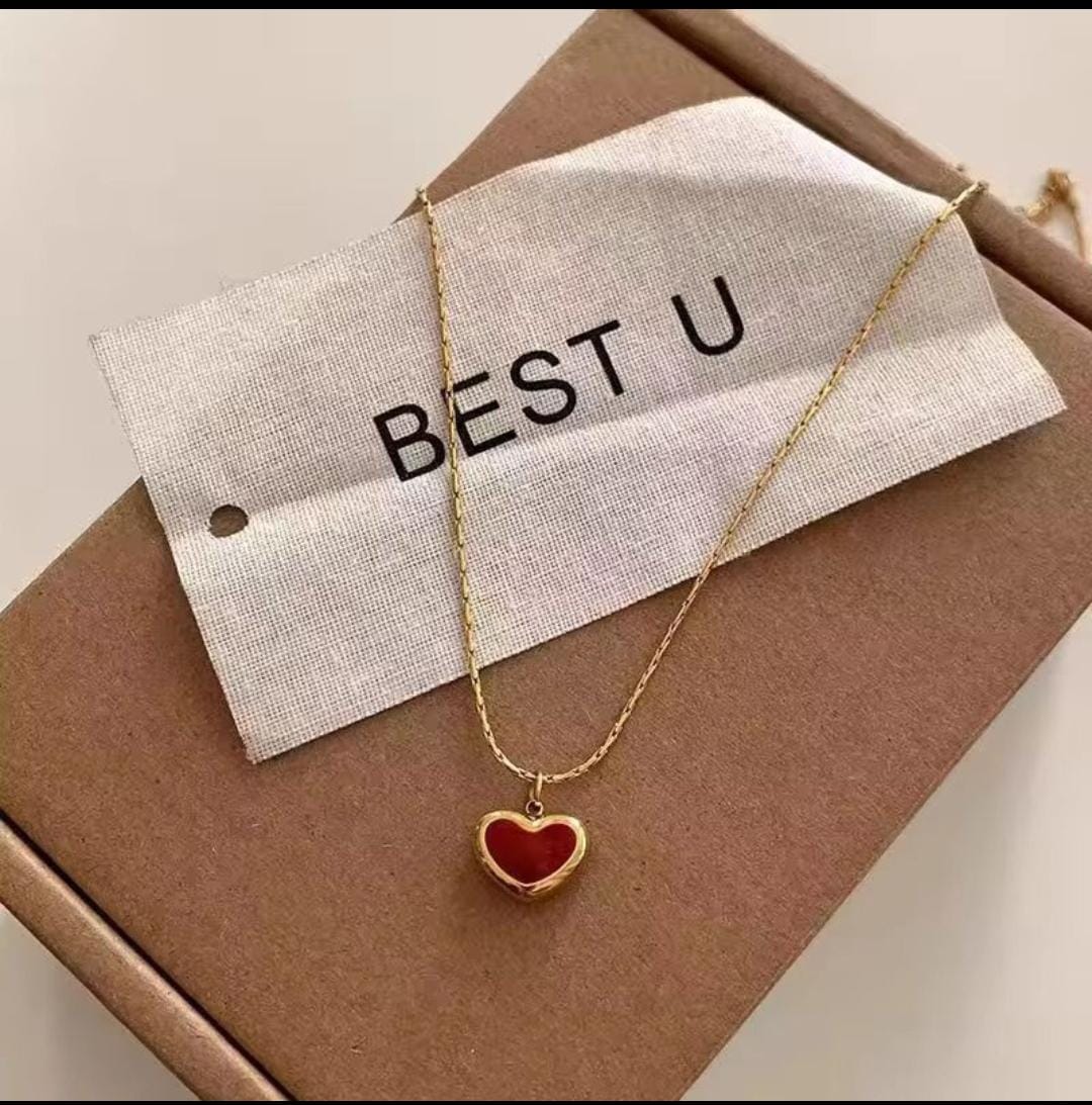 Dil-e-Rubī Necklace – Red Heart in Gold