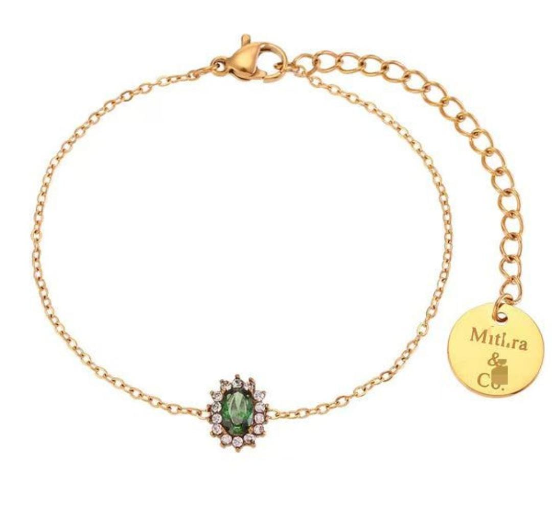 Zamurd Charm Bracelet – Gold & Green Elegance
