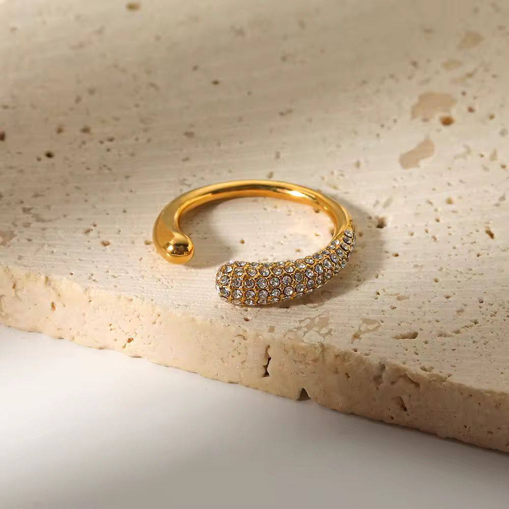 GlintArc Open Crystal Adjustable Ring