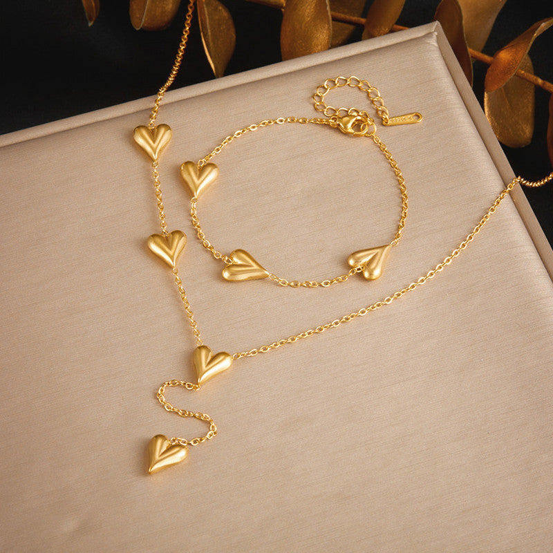 Dil Se Set – Gold Heart Necklace & Bracelet Duo
