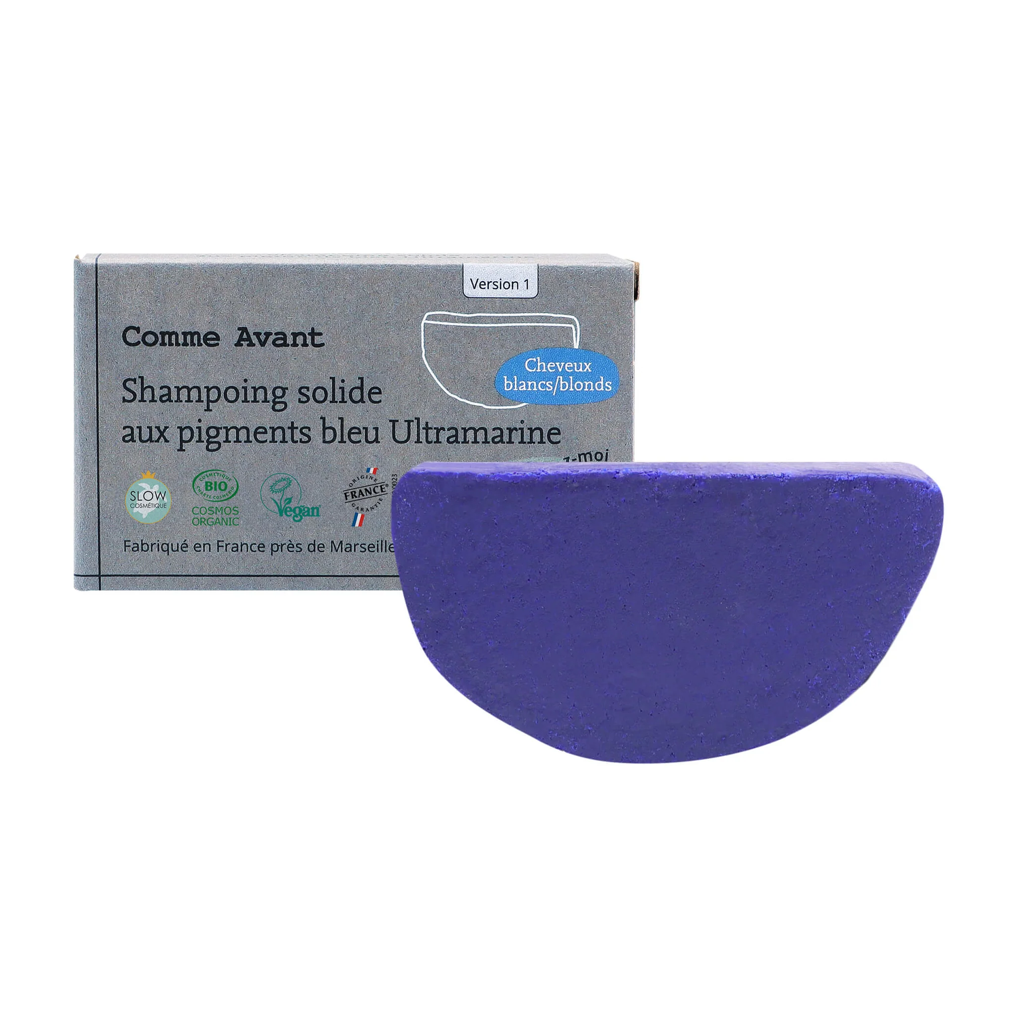 Shampoing solide aux pigments bleu ultramarine