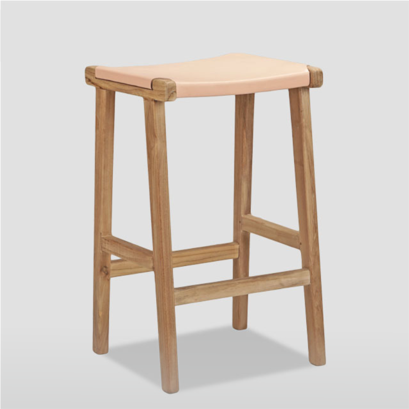 Casey Flat Leather Bar Stool - Indonesian Furniture