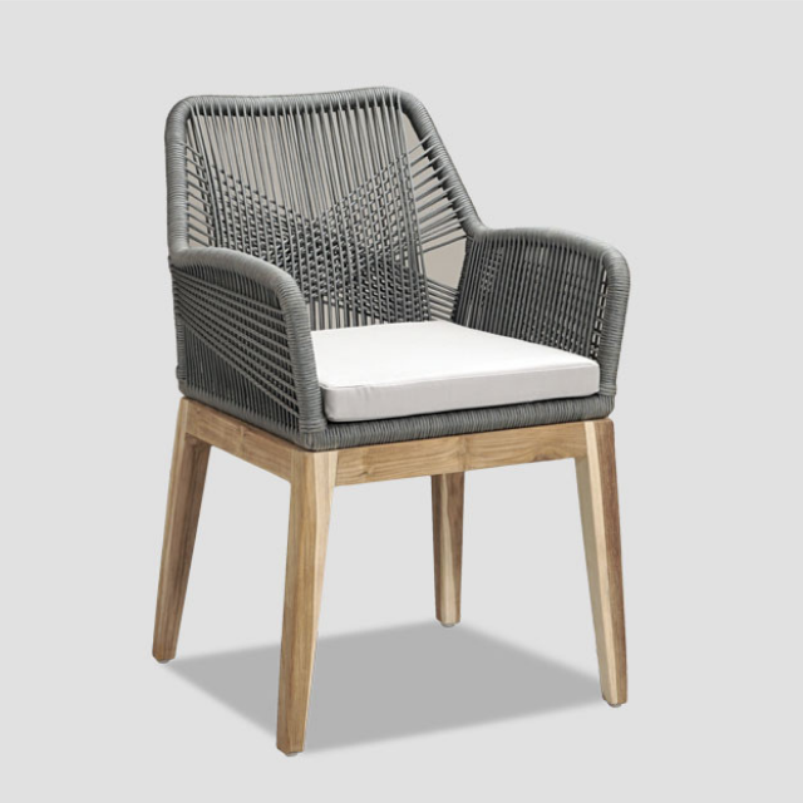 Stylish Rope Woven Aluminum Armchair for Garden Outdoor Furniture