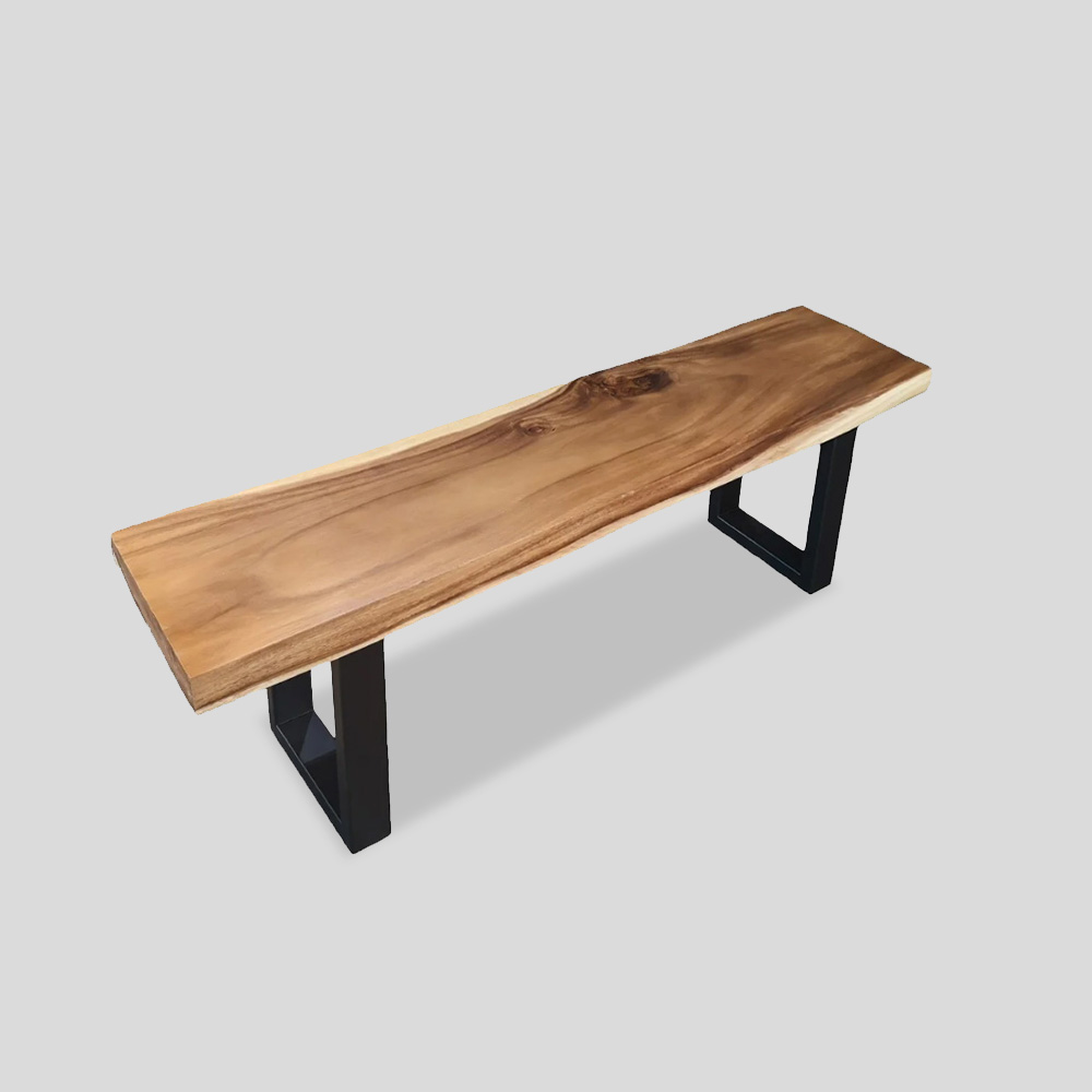 Suar Dining Table | Slice Table with Steel Legs