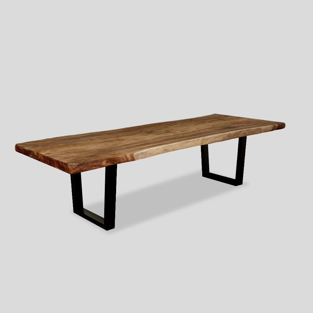 Suar Dining Table | Slice Table with Steel Legs