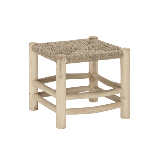 Stool for Living Room Wicker Beige | Elegant Wicker Stool