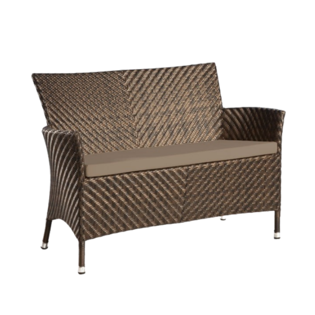 Alexander Rose Ocean Wave Rattan Bench with Cushions