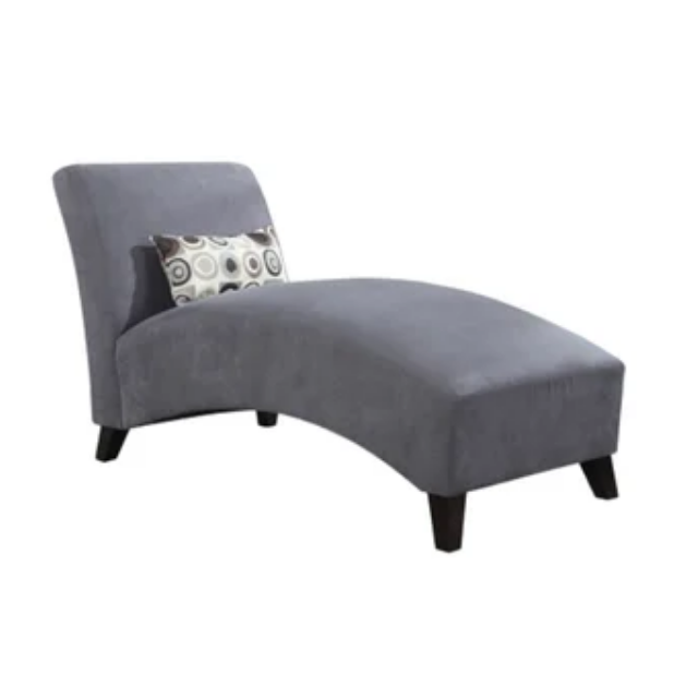 Arched Fabric Upholstered Chaise Lounge with Pillow