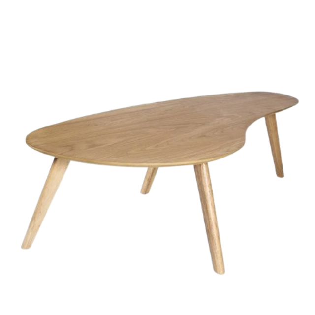 Kidney Shaped Coffee Table White Oak - Modern Minimalist Design
