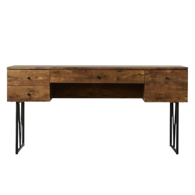 Contemporary Solid Pine Desk with Four Drawers - Versatile TV Stand or Computer Desk