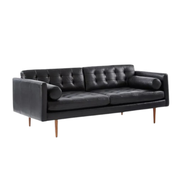 West Elm Monroe Mid-Century Leather Sofa - Elegant Design for Modern Living