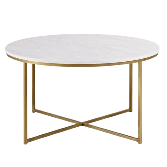 Walker Edison Faux Marble Coffee Table - Elegant Gold Accent Table