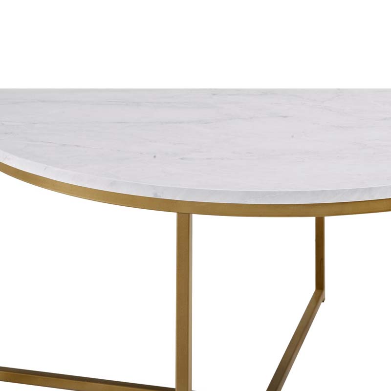 Walker Edison Faux Marble Coffee Table - Elegant Gold Accent Table