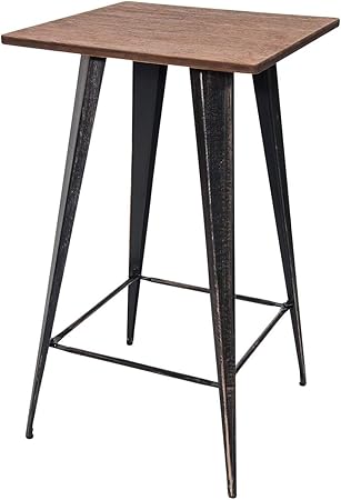 Metal Rectangular Dining Table - Vintage Bar Height Bistro Table for Home & Kitchen