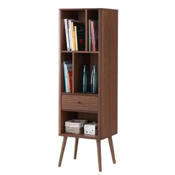 Mid-Century Modern Bookcase - Walnut Wood Display Shelf for Home & Office