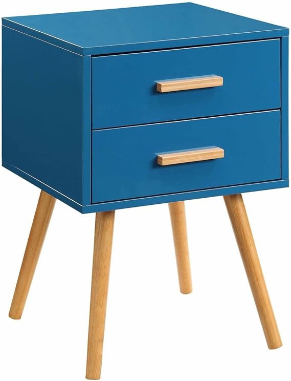 Oslo 2 Drawer End Table - Modern Blue Side Table with Storage