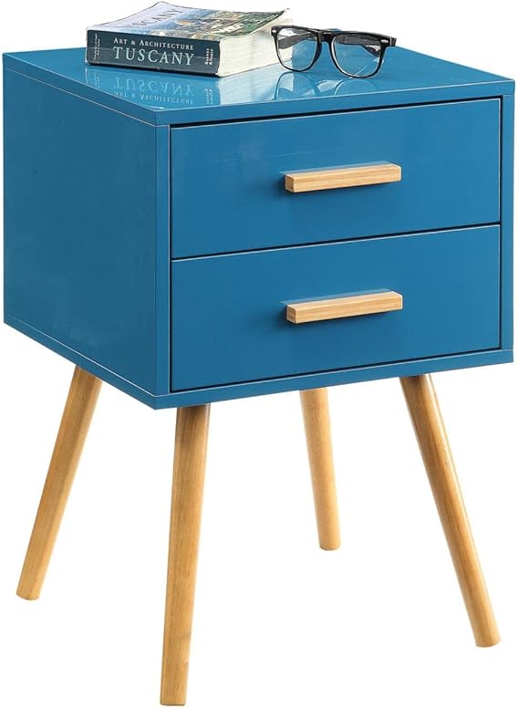Oslo 2 Drawer End Table - Modern Blue Side Table with Storage