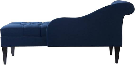 Jennifer Taylor Harrison Tufted Chaise Lounge - Midnight Blue Roll Arm Sofa