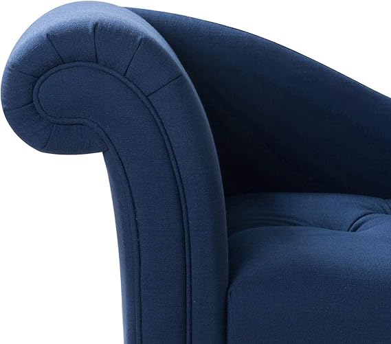 Jennifer Taylor Harrison Tufted Chaise Lounge - Midnight Blue Roll Arm Sofa