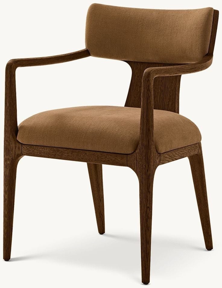 Modern Solid Wood Curved Arm Chair – Stylish Wooden Lounge Seating