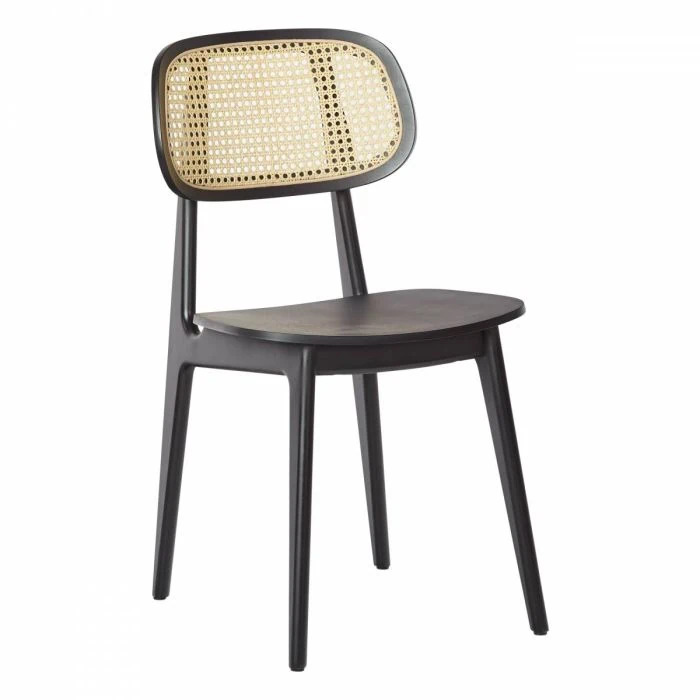 Rattan Back Cane Wood Restaurant Chair – Leather Dining Chair for Café and Kitchen Use