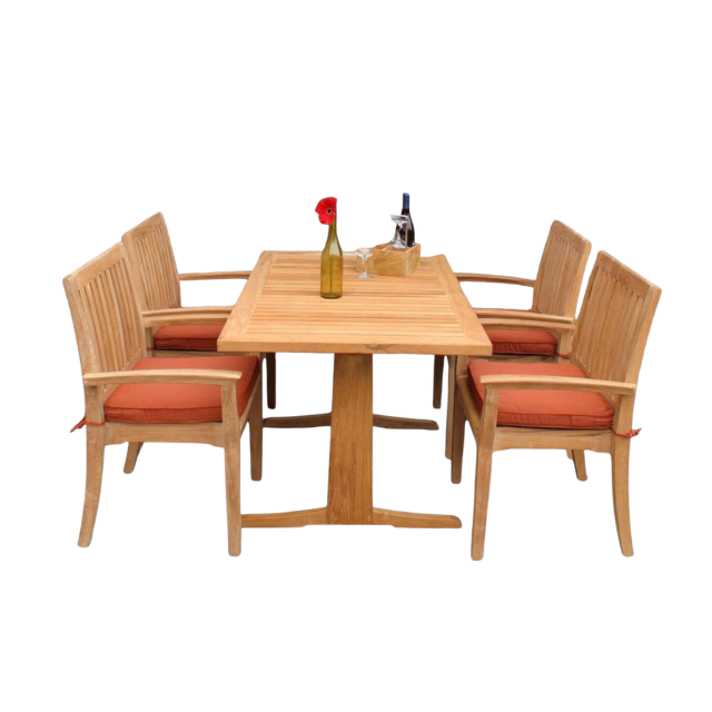 5-Piece Teak Wood Outdoor Dining Set Designed for Patio Use