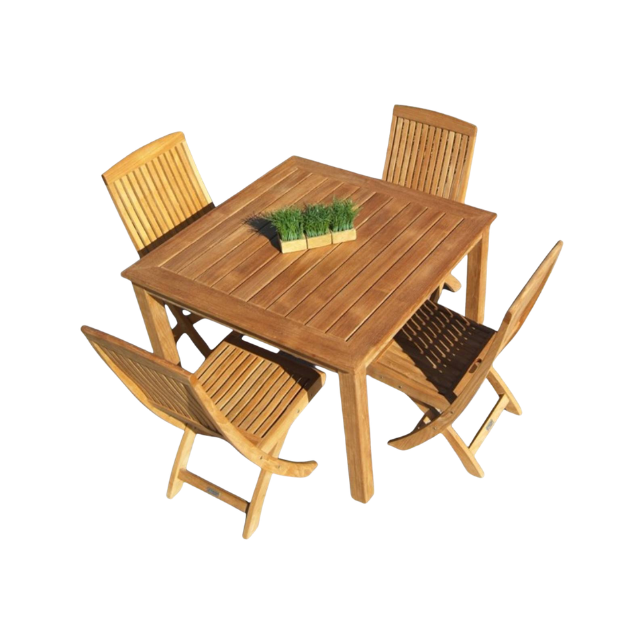 5-Piece Teak Wood Outdoor Dining Set for Patio and Garden Use