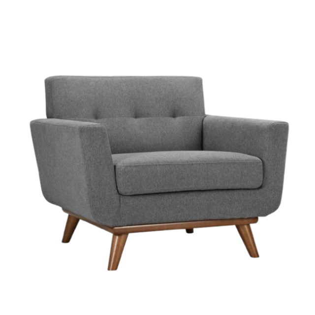 Elegant Upholstered Fabric Armchair Gray 1 Seater for Modern Interiors