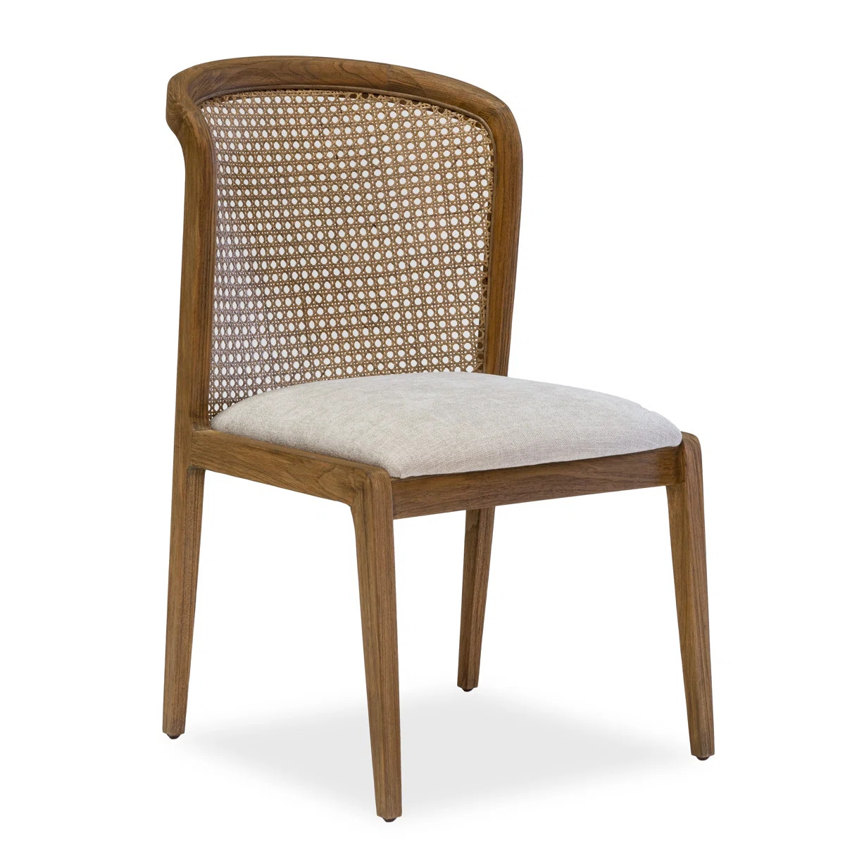 Gabby Upholstered Dining Chair – Solid Teak and Rattan Dining Chair