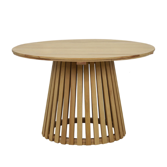 Slatted Pedestal Coffee Table Vertical Design for Indoor Outdoor Use