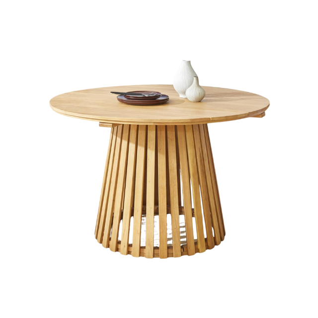 Slatted Pedestal Coffee Table Vertical Design for Indoor Outdoor Use