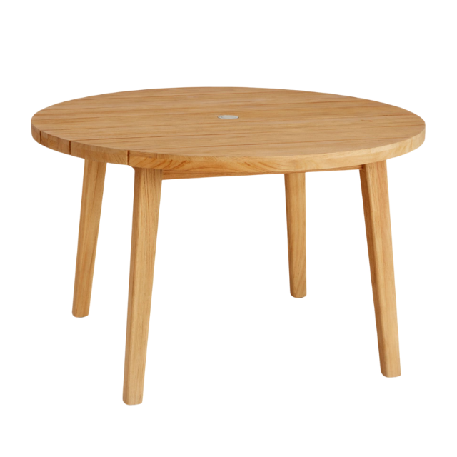 Vilma Outdoor Round Side Table Natural Finish with Tapered Legs