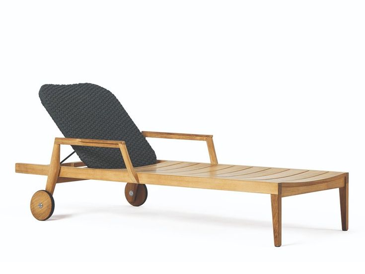 Ethimo Knit Sunbed Teak Frame with Lava Grey Rope Backrest