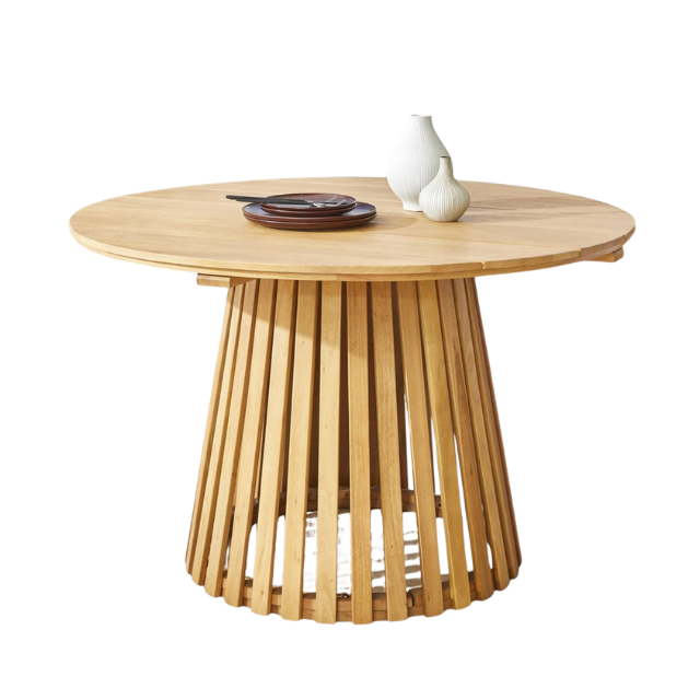 Slatted Pedestal Coffee Table Vertical Design for Indoor Outdoor Use