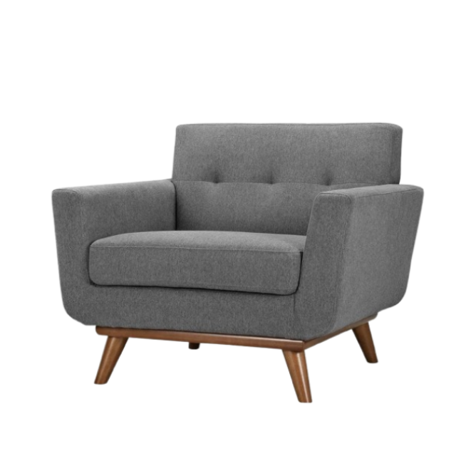 Elegant Upholstered Fabric Armchair Gray 1 Seater for Modern Interiors
