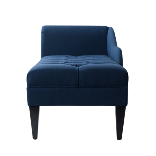 Tufted Roll Arm Chaise Lounge Navy Blue Velvet Seating Design