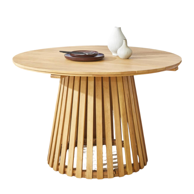 Slatted Pedestal Coffee Table Vertical Design for Indoor Outdoor Use