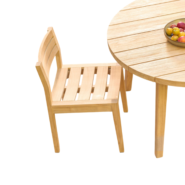 Vilma Outdoor Round Side Table Natural Finish with Tapered Legs