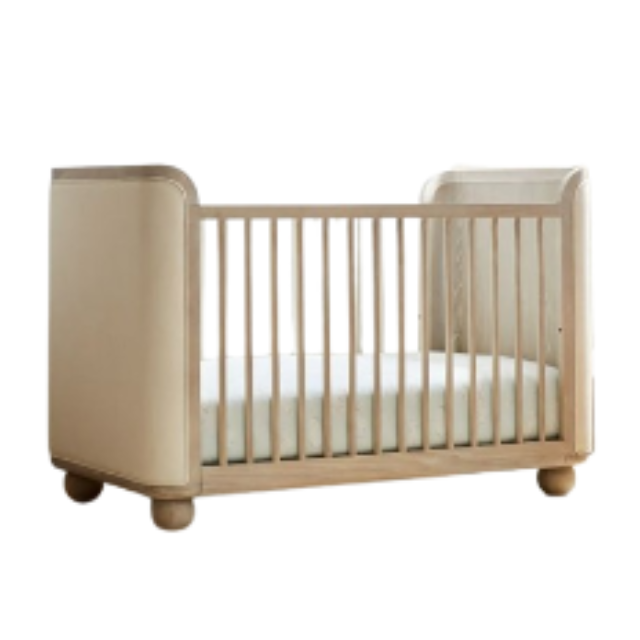 Upholstered Crib in Heritage Fog | Child-Safe Water-Based Finish Baby Crib