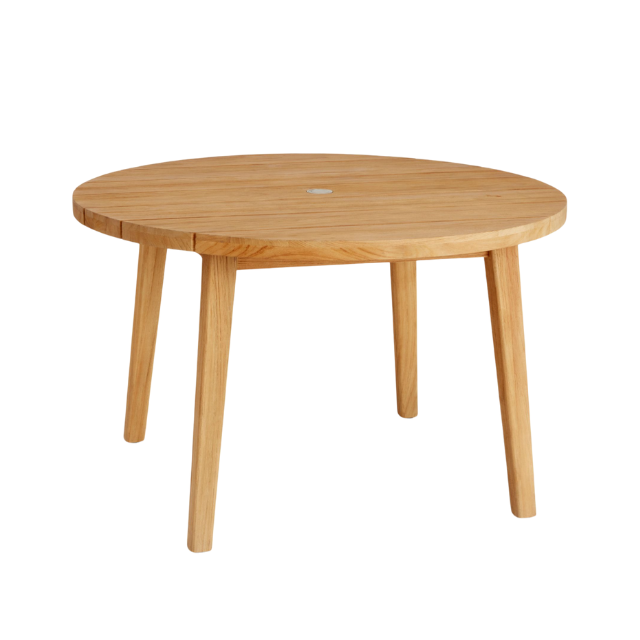 Vilma Outdoor Round Side Table Natural Finish with Tapered Legs