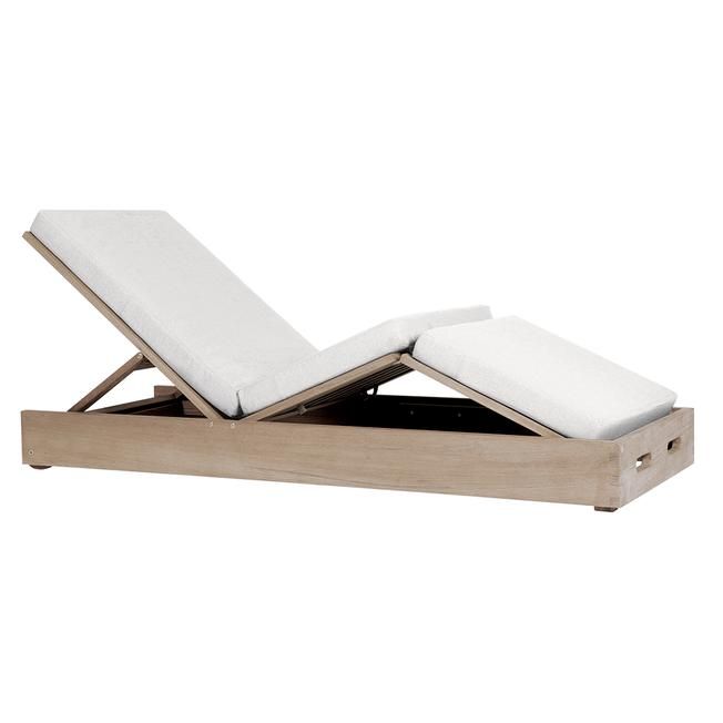 Safavieh Vincent Wood Chaise Lounge Chair with White Cushions