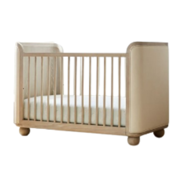 Upholstered Crib in Heritage Fog | Child-Safe Water-Based Finish Baby Crib